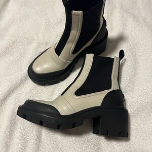 Tory Burch Black and Cream Ankle Boots